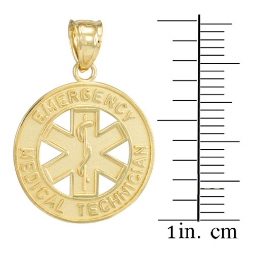 10K Yellow Gold EMT Charm Necklace - Emergency Medical Technician Star of Life Pendant for First Responders, Nurses & Healthcare Workers - Perfect for Gifts, Appreciation & Everyday Wear