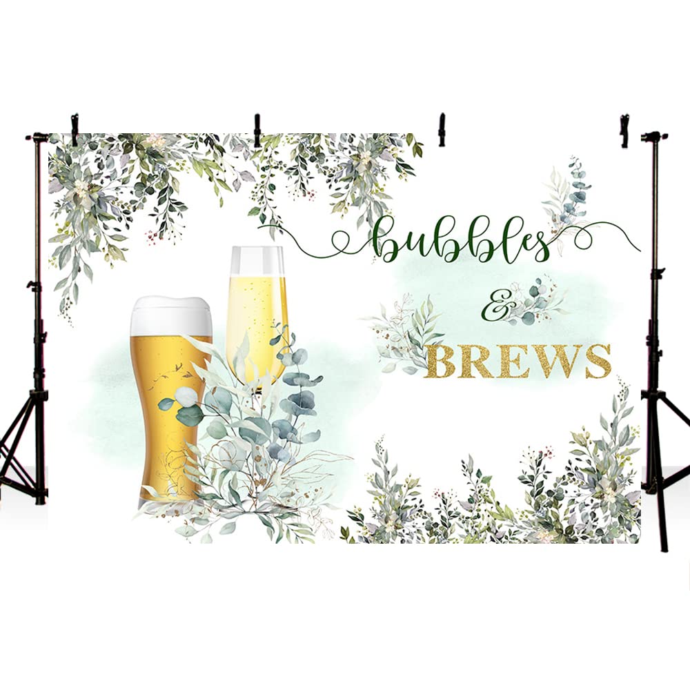 MEHOFOND 10x7ft Bubbles and Brews Backdrop - Elegant Wedding, Engagement & Bridal Shower Decor - Perfect for Mr & Mrs Celebrations, Photo Booth Props & Brunch Parties - Ideal for Wedding Receptions, Anniversary Parties & Bachelorette Events