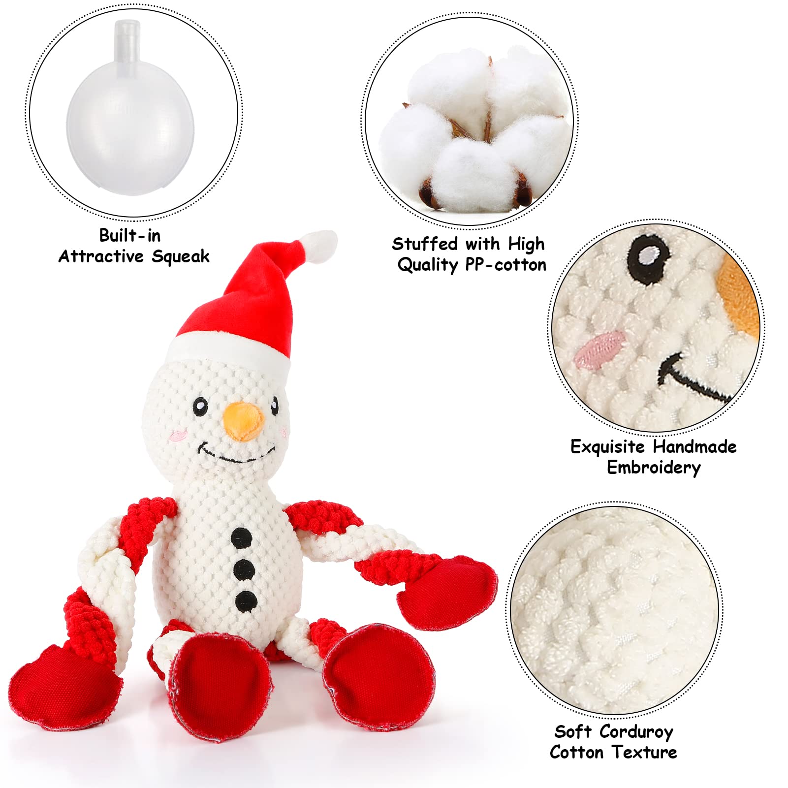 Senneny 3 Pack Christmas Dog Toys - Santa, Reindeer & Snowman Squeaky Plush Toys for Small, Medium & Large Dogs | Durable Chew Toys for Puppies | Perfect for Holiday Playtime & Interactive Training