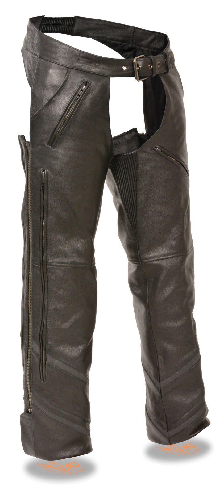 Milwaukee Men's Motorcycle Reflective Vented Leather Riding Chap Pants - Soft Black, Small - Durable & Comfortable for Long Rides, Cruising & Adventure Biking
