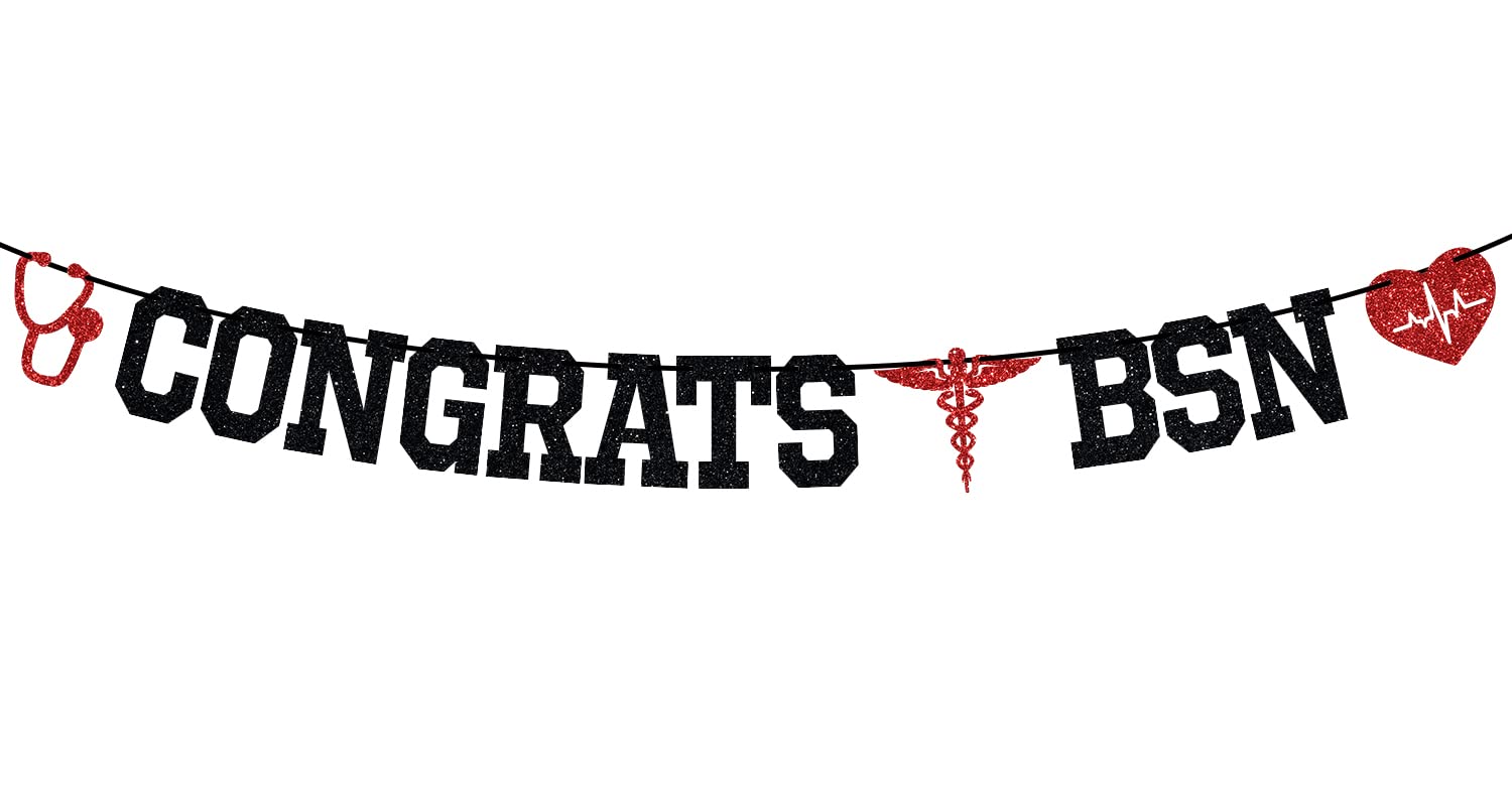 Future Nurse Graduation Banner - BSN/RN/NP Degree Celebration Sign, Medical Nursing School Decorations with Black Glitter | Perfect for Nursing Graduation Parties, Dorm Decor & Healthcare Celebrations