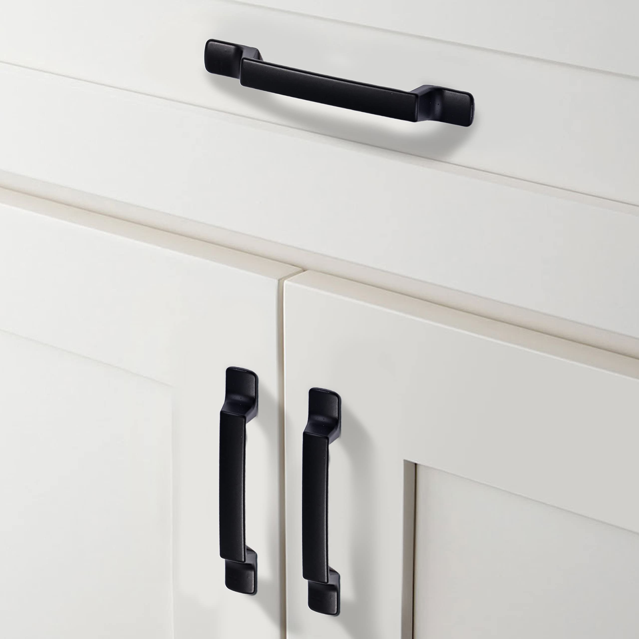 8 Pack Black Kitchen Cabinet Handles 4.5in - Matte Black Drawer Pulls for Bathroom & Dresser - 3in Hole Centers
