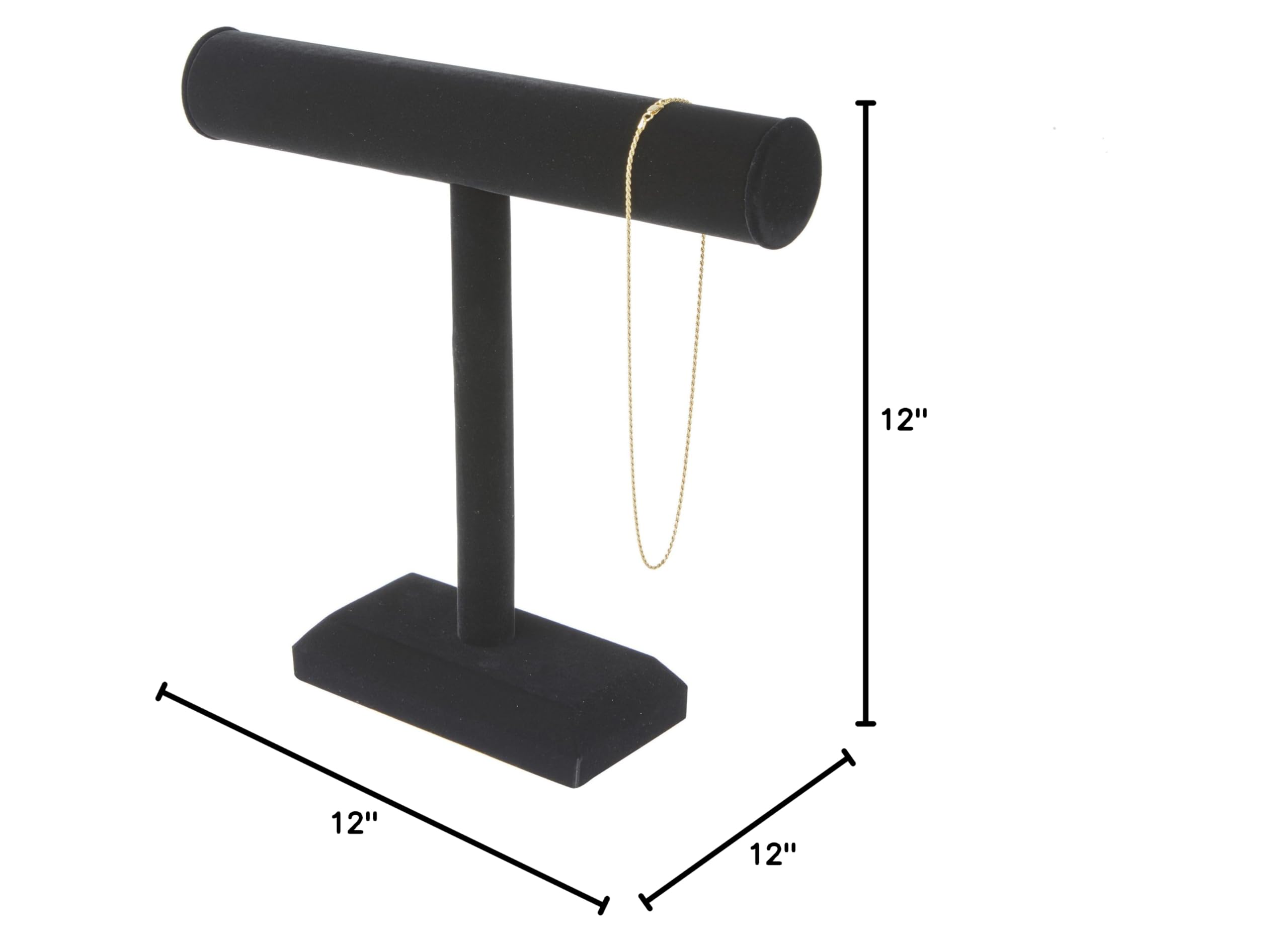 Plymor Black Velvet T-Bar Necklace Display Stand - 12