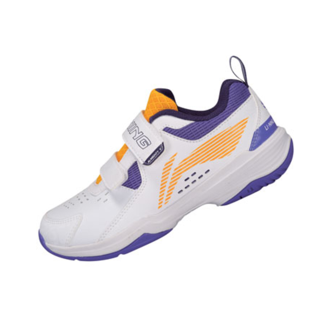 Li Ning Kids' Badminton Shoes - Lightweight & Breathable for Boys & Girls - White AYTT010 - Perfect for Indoor Sports & Training
