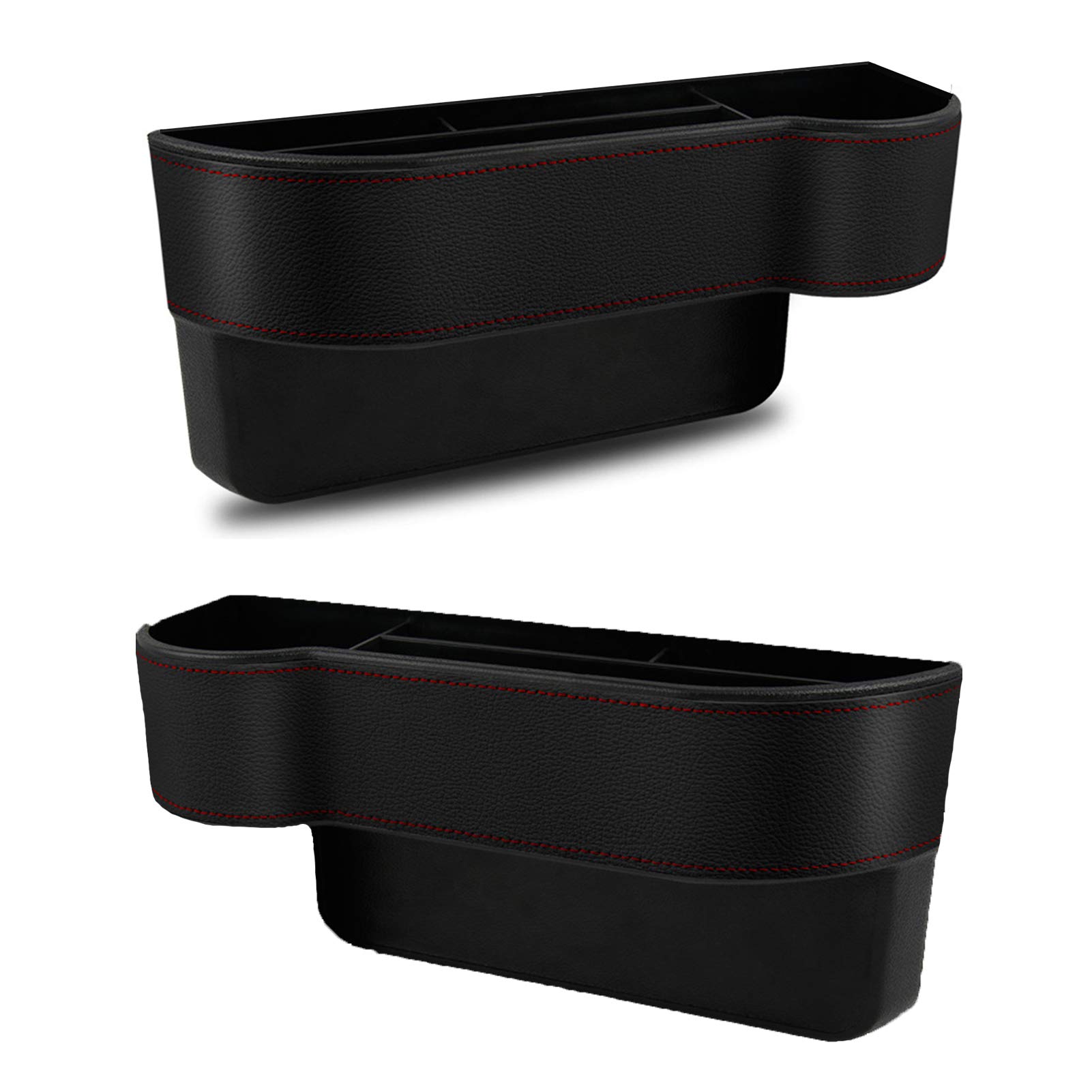 2 Pack Car Seat Gap Organizer - Side Storage Box with Cup Holder for Phones, Keys, Cards, Wallets & Sunglasses | Black | Perfect for Road Trips, Commuting & Family Travel