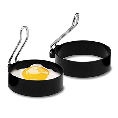 2 Pack Stainless Steel Non-Stick Egg Rings for Perfect Round Fried Eggs - Egg McMuffin Maker, Breakfast Sandwich Mold - Ideal for Cooking, Baking & Meal Prep