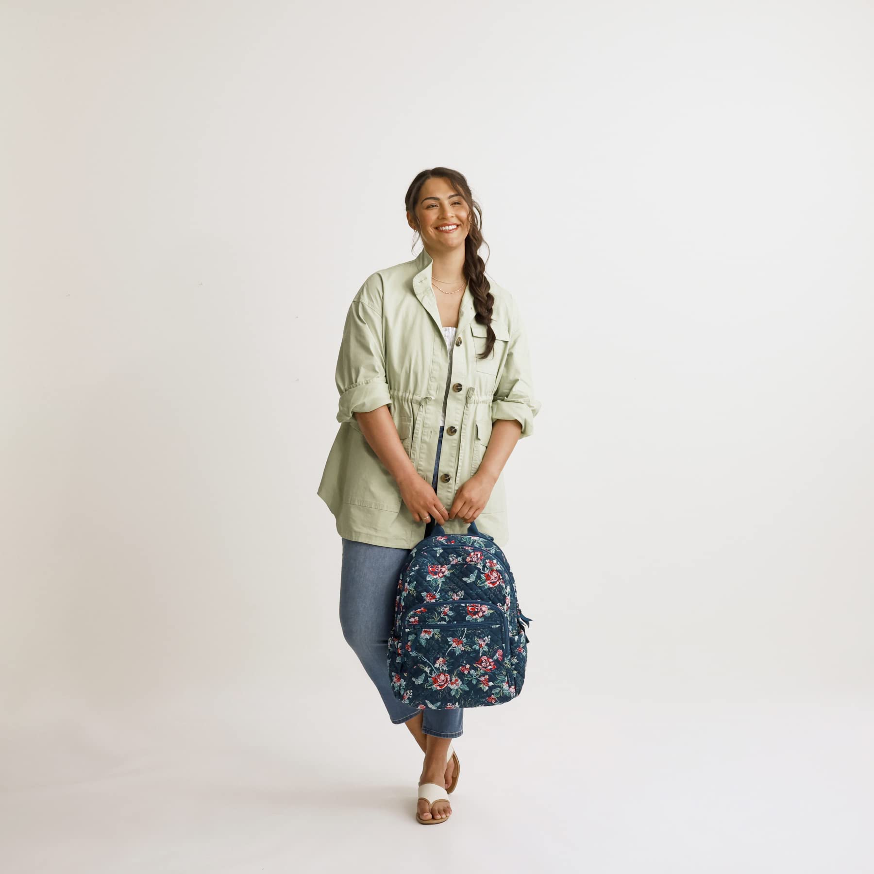 Vera Bradley Women's Denim Campus Backpack - Stylish Laptop Bookbag for College & Travel | Durable School Backpack for Students & Professionals