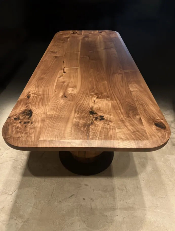 Solid Walnut Wood Edge Glued Dining Table With Wooden Tulip Legs - Modern Farmhouse Kitchen Table for Dining Room & Breakfast Nook