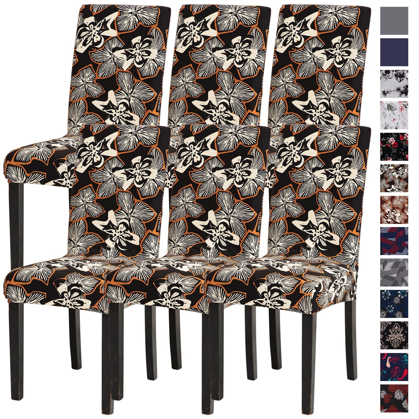 Mecerock Stretch Dining Chair Covers 6 Pack - Washable & Removable Slipcovers for Kitchen, Dining Room, Office - Fits Most Chairs (Set of 6, Beige) - Perfect for Home Decor, Parties & Daily Use