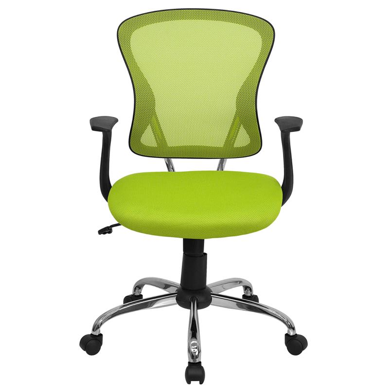 FLASH Alfred Mid Back Black Mesh Swivel Task Office Chair with Chrome Base and Arms - Ergonomic Desk Chair for Home Office, Computer Work & Gaming