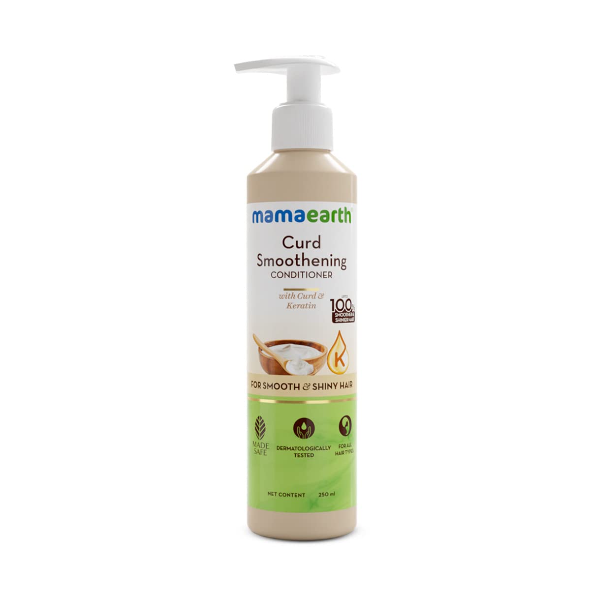 Mamaearth Curd & Keratin Smoothing Conditioner for Women & Men - 250ml | Nourishes Dry Hair, Controls Frizz for Smooth & Shiny Hair | Perfect for Daily Hair Care & Frizz Control at Home or Salon