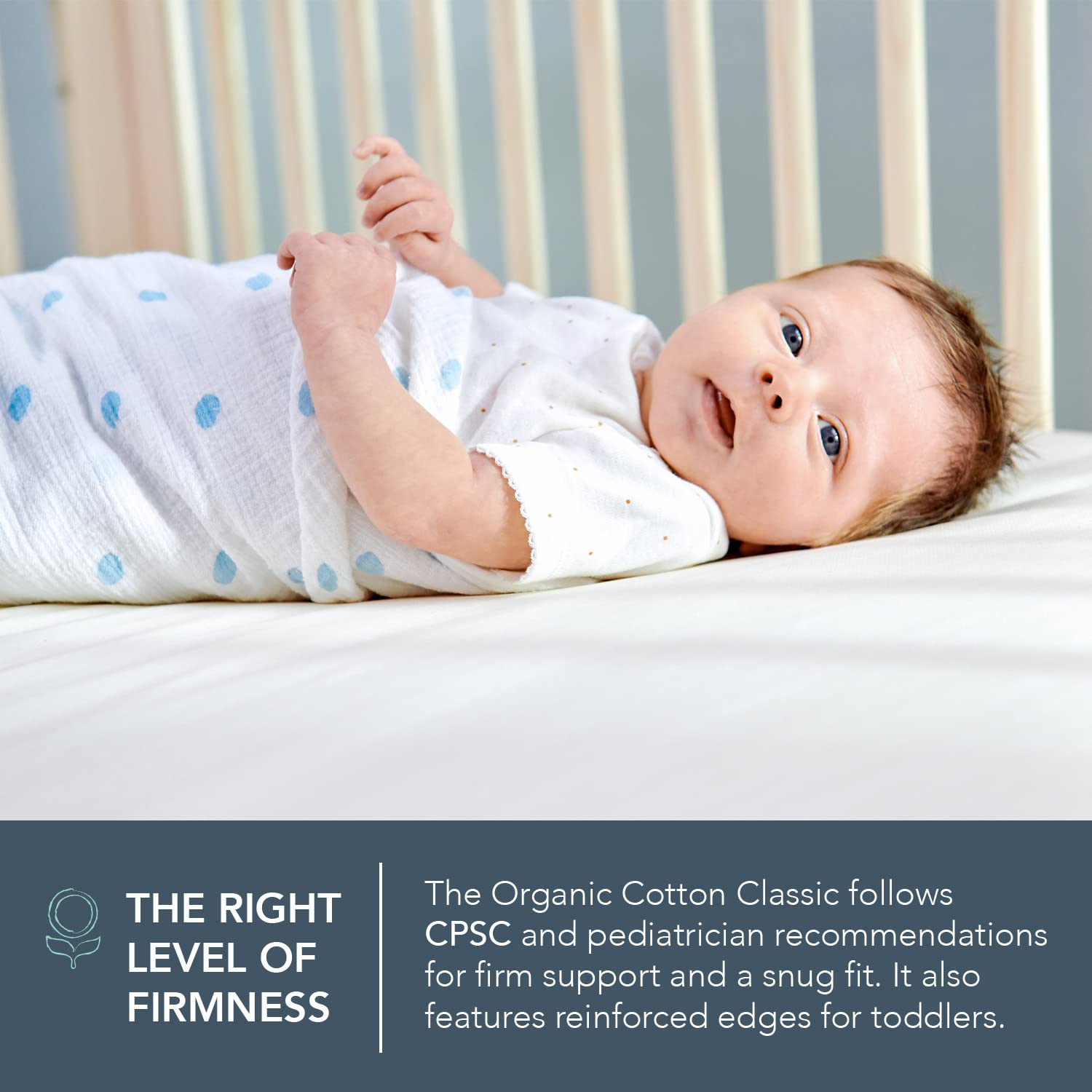 Naturepedic Organic Baby Crib Mattress - 2-Stage Lightweight Waterproof Non-Toxic Infant & Toddler Mattress (52