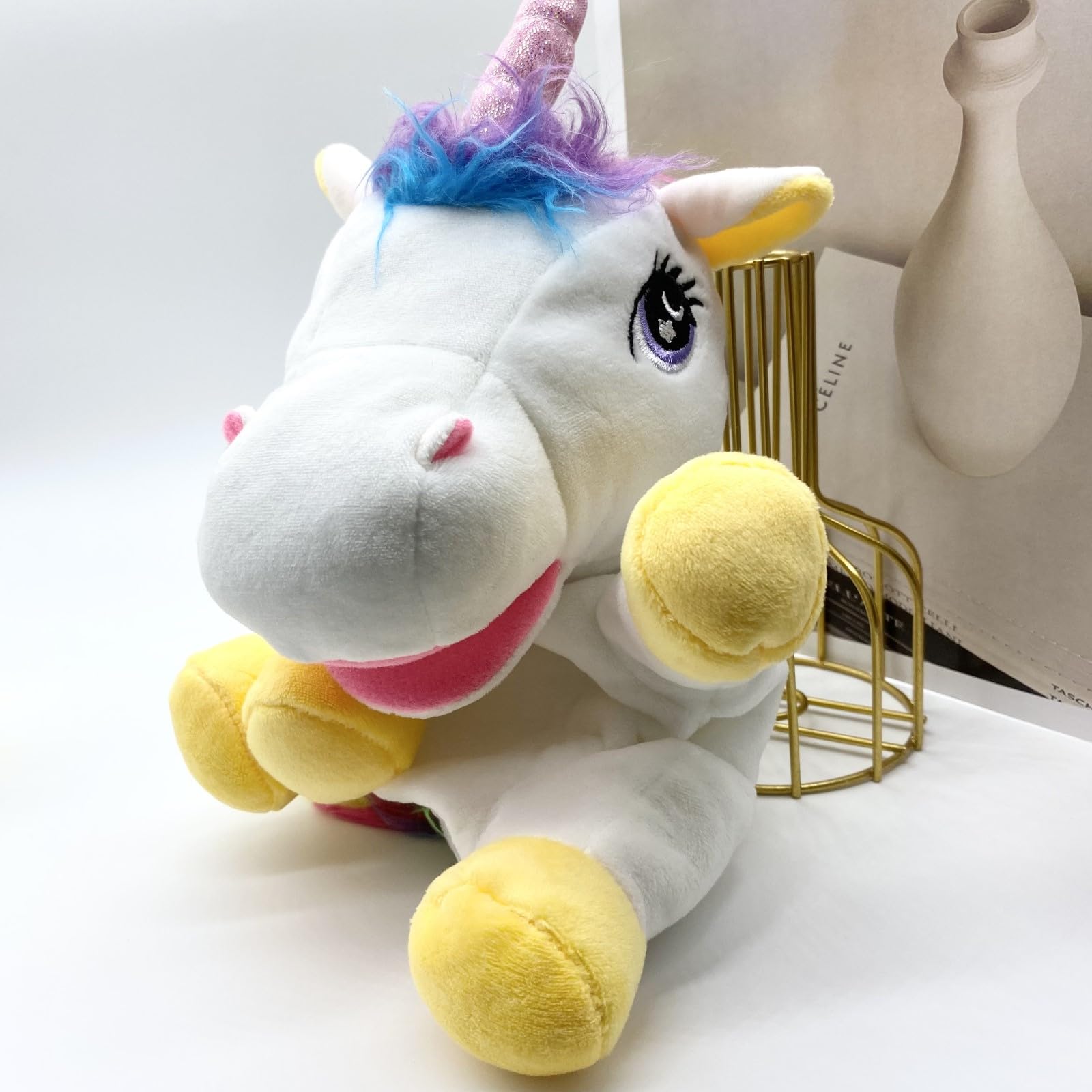 LUOZZY Unicorn Hand Puppet Plush Toy - Soft White Animal Hand Puppet for Kids, Interactive Parent-Child Play, Storytelling & Imaginative Play - Perfect for Birthday Gifts, Classroom Activities & Pretend Play