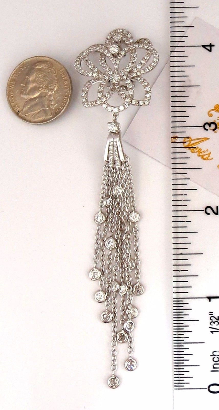 5.40ct Natural Diamond Cluster Dangle Drop Earrings in 18K Gold - Elegant Deco Style for Weddings & Evening Events