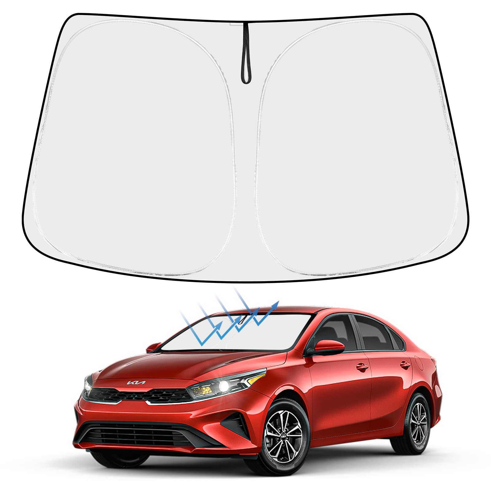 Proadsy Foldable Front Windshield Sunshade Protector - Custom Fit for 2019-2025 Kia Forte | UV Ray & Heat Blocking Car Sun Visor | Perfect for Summer Parking & Road Trips
