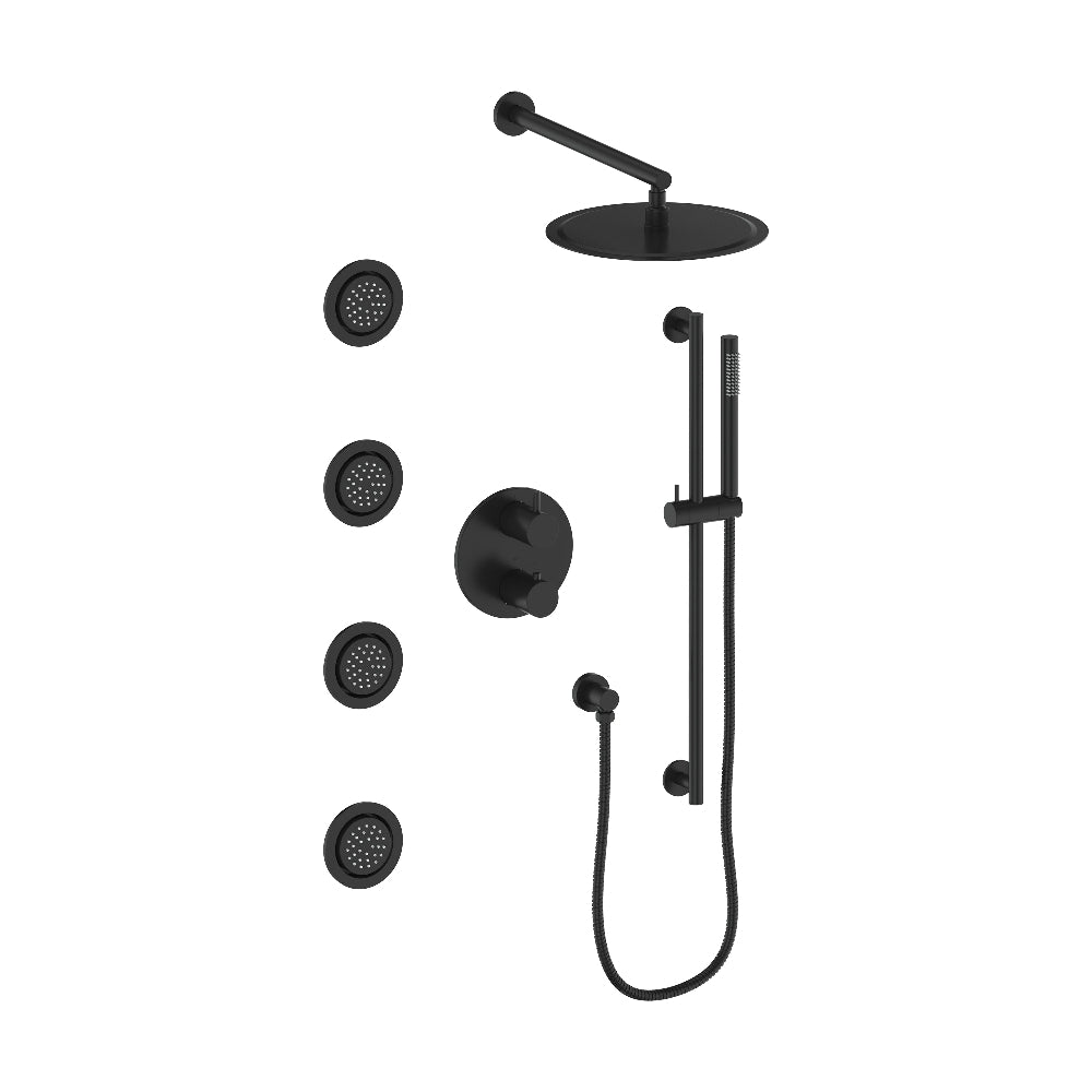 ZLINE Emerald Bay Thermostatic Shower System with Body Jets in Matte Black - Luxury Rainfall Showerhead & Handheld Sprayer for Spa-Like Bathroom Experience (EMBY SHS T3 MB) - Perfect for Master Bathrooms & Modern Home Renovations
