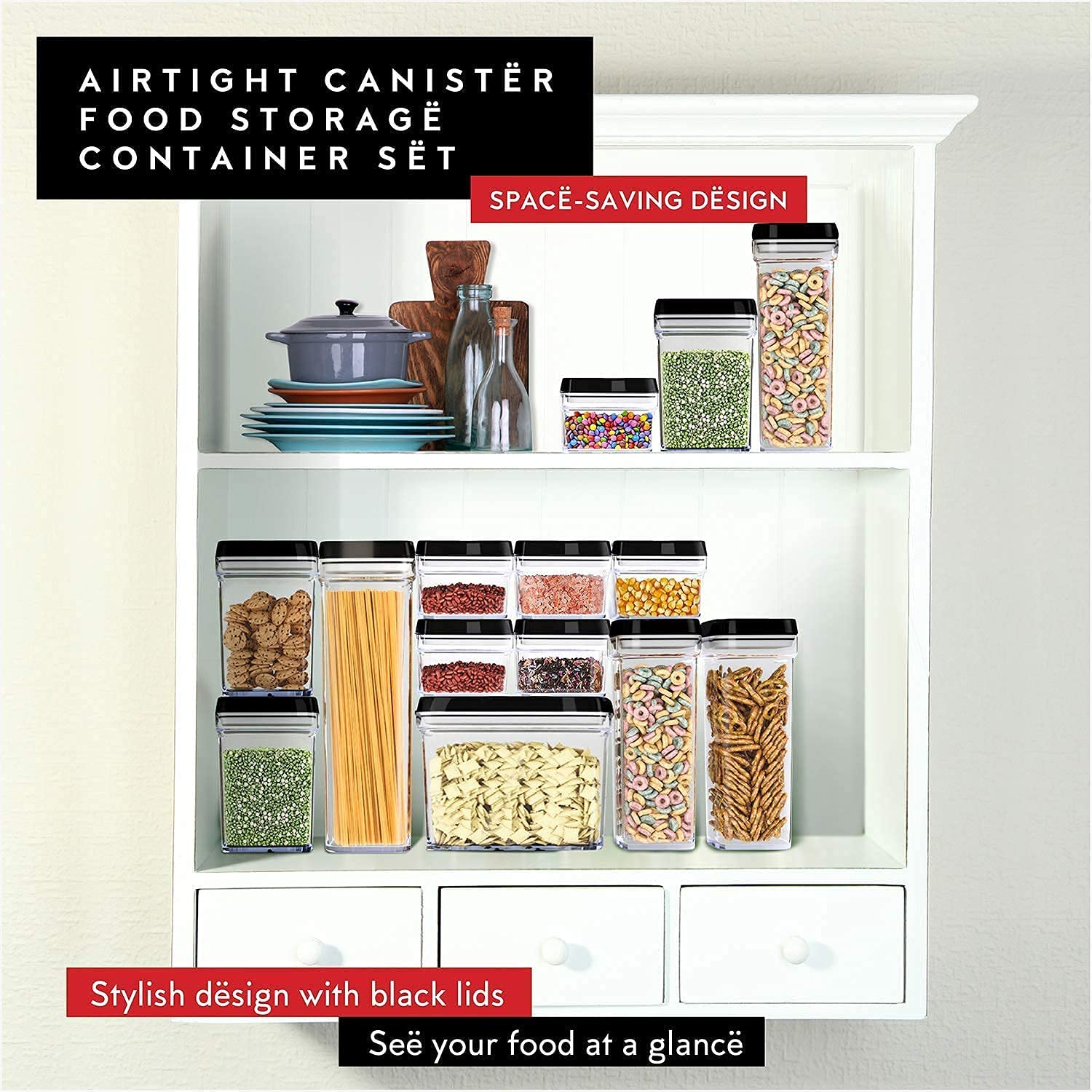 DWËLLZA 7-Piece Airtight Food Storage Containers - BPA-Free for Pasta, Snacks & More - Kitchen Pantry Organization