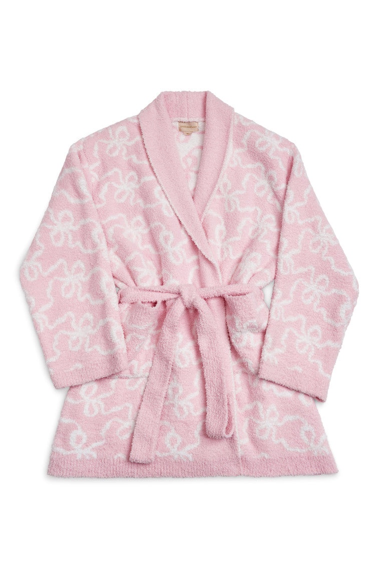 Indie Teddy Bow Print Bath Robe - Soft & Cozy Women's Bathrobe for Spa, Lounge & Relaxation at Home