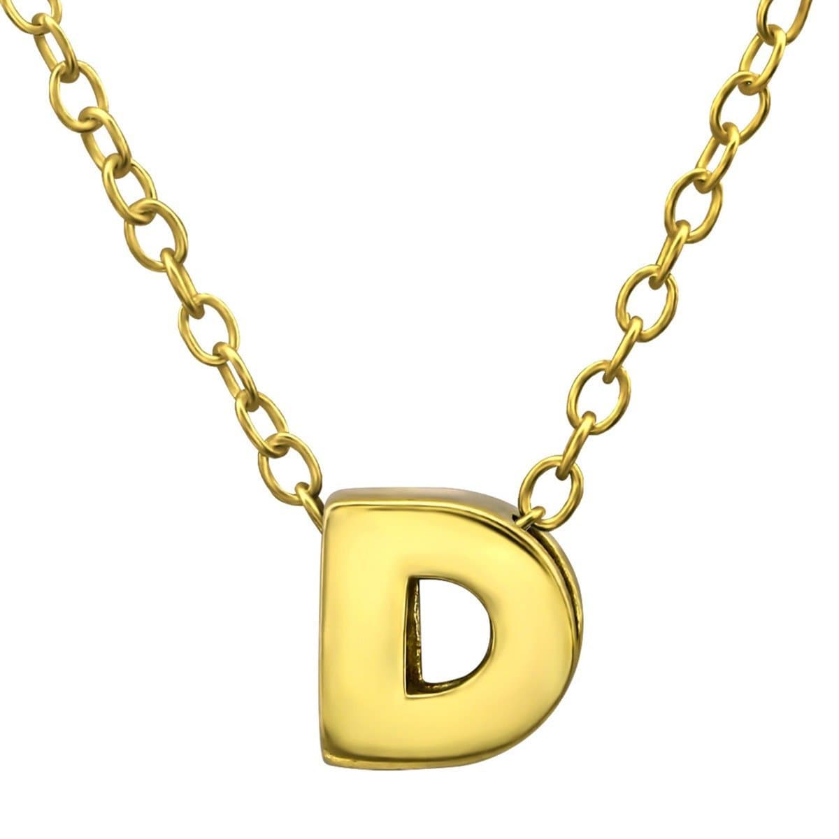 Sterling Silver Gold Plated Letter D Pendant Necklace for Women - Elegant Initial Jewelry Gift for Birthday, Anniversary & Everyday Wear
