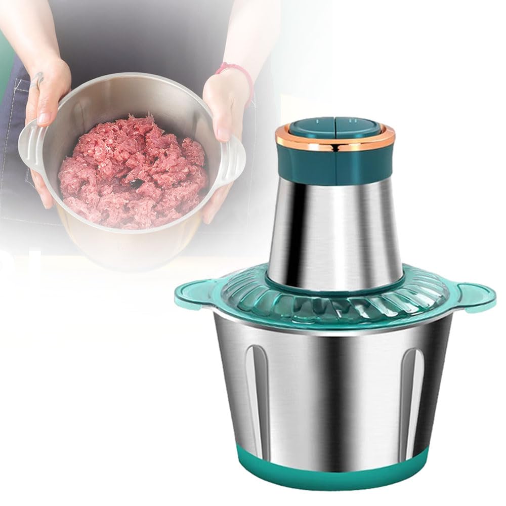 2024 New German Stainless Steel Electric Meat Grinder - 300W Powerful Food Processor & Mincer for Home & Commercial Kitchens | Durable Multifunctional Meat Grinder for Sausage, Burger & Pet Food Prep (Green)
