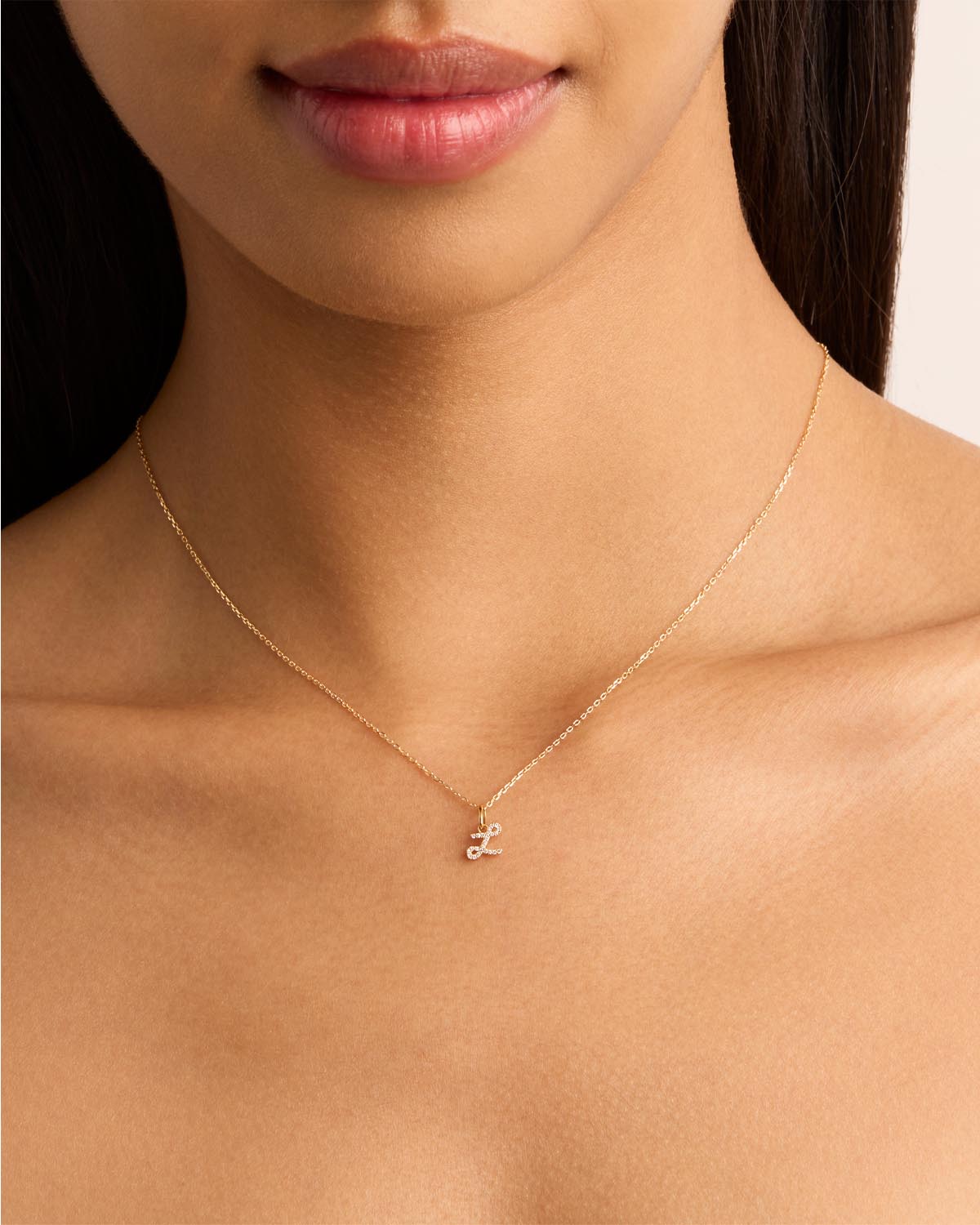 14K Solid Gold Forever Love Diamond Letter Necklace Pendant - Personalized Initial Jewelry Gift for Women, Perfect for Valentine's Day, Anniversary & Special Occasions