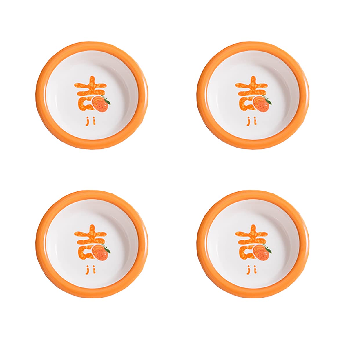 Japanese Style Lucky Oranges Ceramic Sauce Dishes - 3.3 Inch Porcelain Sushi Dipping Bowls, Appetizer Plates & Seasoning Dishes Set of 4 - Perfect for Sushi Restaurants, Asian Dining & Home Entertaining