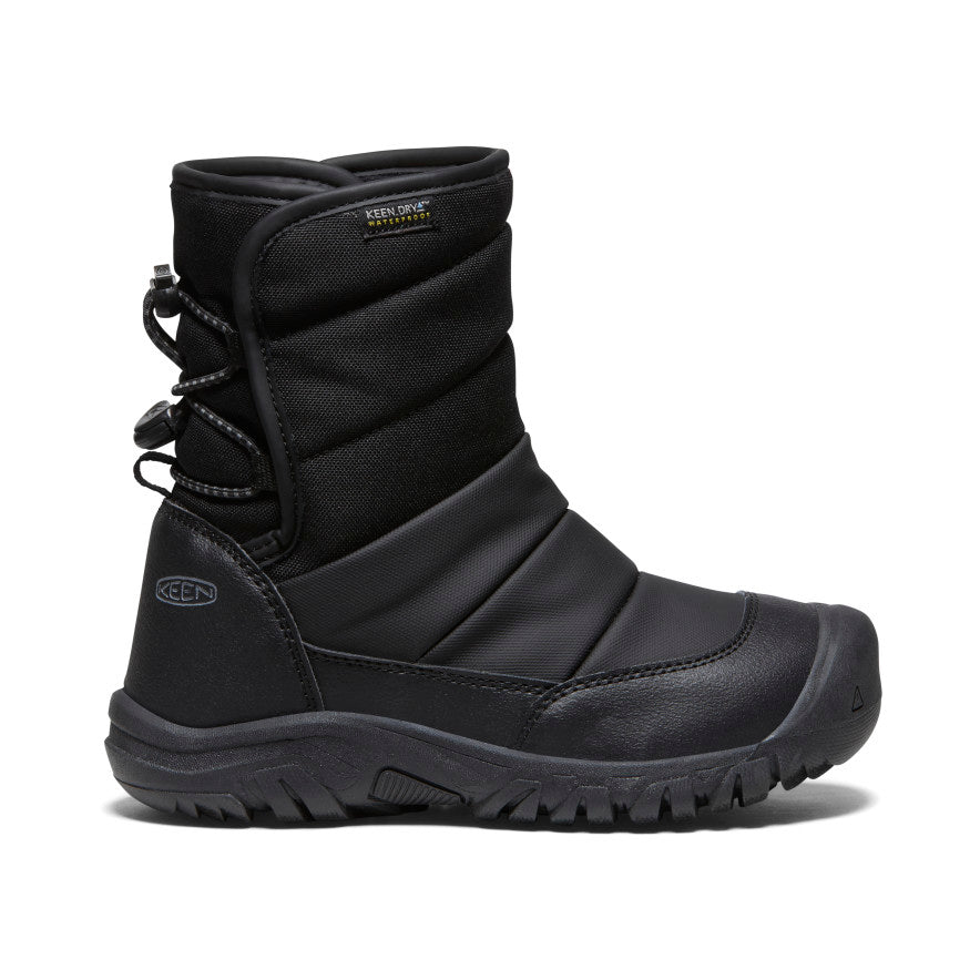 Big Kids' Puffrider Waterproof Winter Boots - Black/Steel Grey | Warm Snow Boots for Boys & Girls | Perfect for Snow Play, Hiking & Cold Weather Adventures