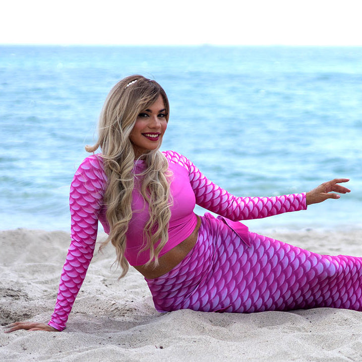 Malibu Eco Cropped Rash Guard - UPF 50+ Sun Protection Swim Shirt for Women - Lightweight Quick-Dry Surfing & Beachwear for Active Lifestyles
