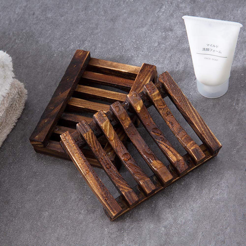 Handmade Wooden Soap Dish Set of 2 - Natural Bathroom Soap Holder for Shower, Sink Countertop - Rustic Home Decor & Spa Gift Idea - Perfect for Bath, Vanity, and Guest Room Organization