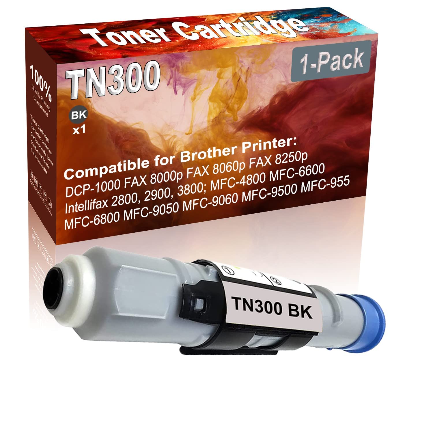 High Yield TN300 TN-300 Compatible Black Printer Cartridge (1-Pack) for Brother DCP-1000 FAX 8000p FAX 8060p FAX 8250p - Perfect for Home & Office Printing, Faxing & Document Scanning
