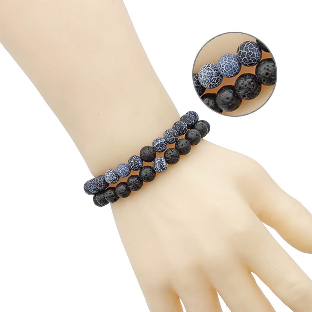 Uranian Couple Lava Rock Aromatherapy Bracelets - Essential Oil Diffuser Yoga Beads for Women & Men | Perfect for Meditation, Stress Relief & Spiritual Healing