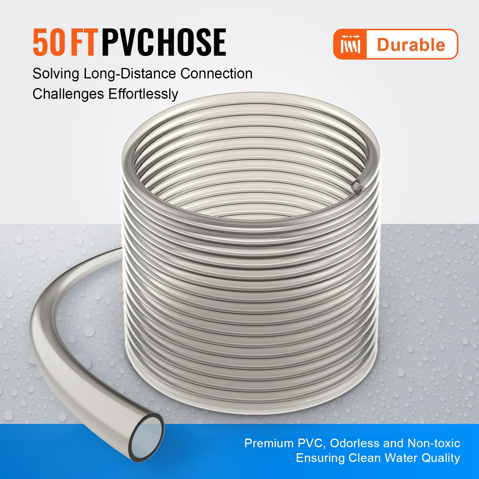 VEVOR Aquarium Gravel Cleaner with 50ft PVC Hose - 3 Brass Adapters for Fish Tank Cleaning | Sand & Gravel Siphon Vacuum | Perfect for Freshwater & Saltwater Tank Maintenance