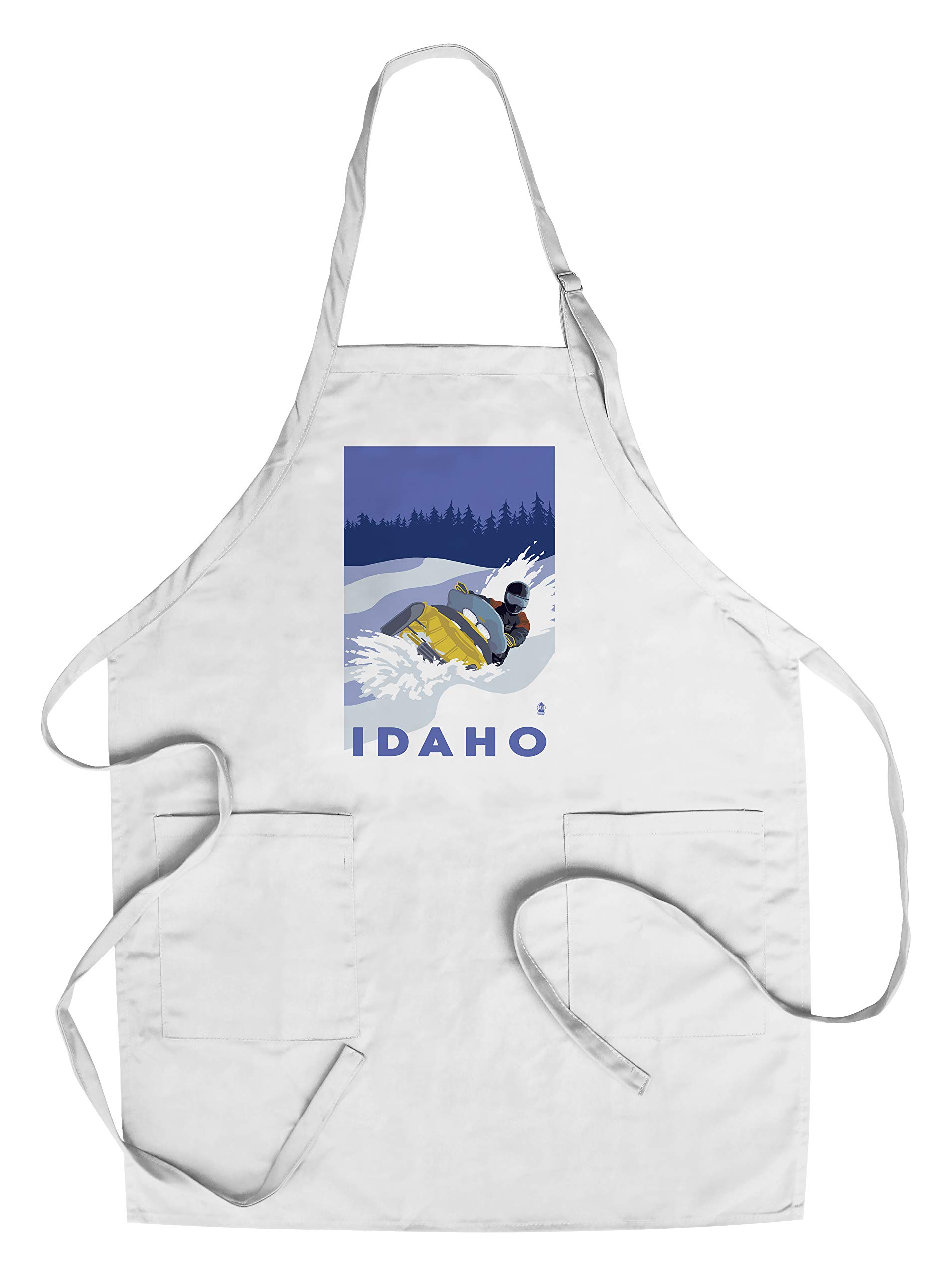Idaho Snow Scene Cotton Canvas Apron - Unisex Kitchen Cooking Baking Grilling Apron with Pockets - Perfect for BBQ, Baking & Outdoor Cooking