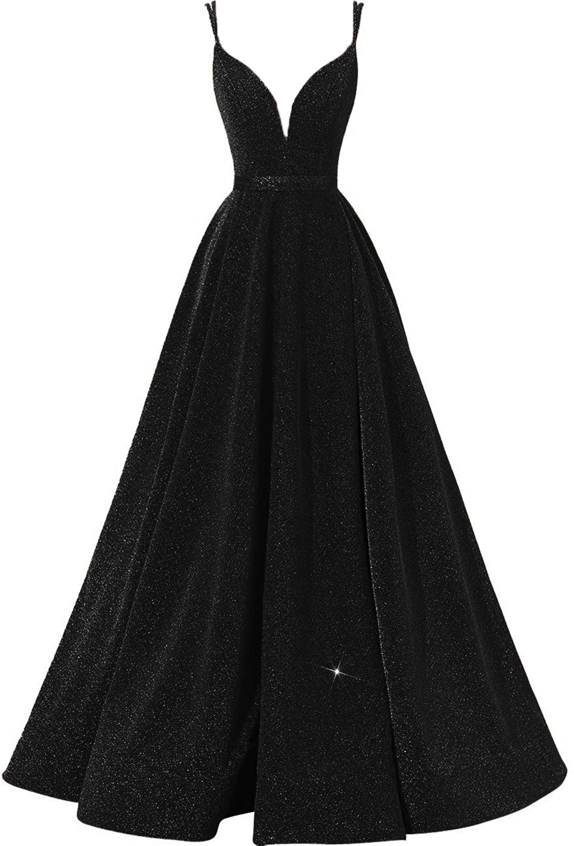 WIYMSHZ Women's Sparkly Glitter Prom Dresses Long with Pockets - V-Neck Formal Evening Gowns for Homecoming, Ball, Party & Special Occasions