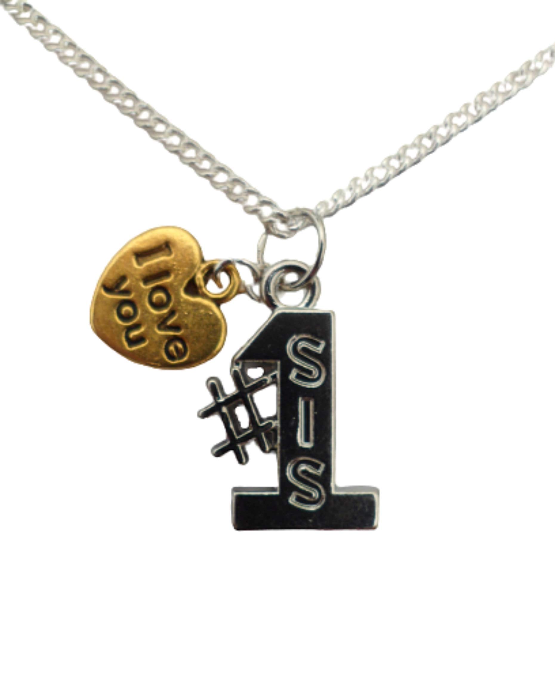 Silver Plated Number 1 Sister Necklace with Heart Charm - Perfect Gift for Sisters, Best Friends & Loved Ones | Birthday, Anniversary, Valentine's Day Jewelry