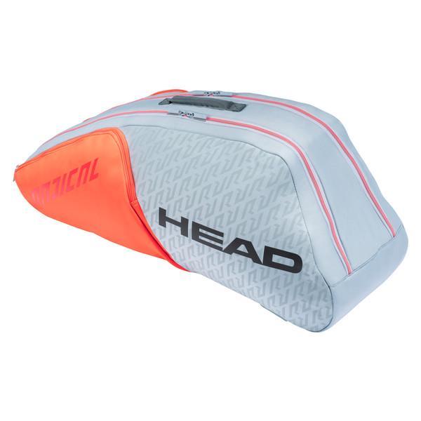 Head Radical Combi 6 Pack Tennis Racquet Bag (Grey/Orange) - Durable Tennis Gear for Players & Coaches | Perfect for Tournaments, Practice & Court Storage