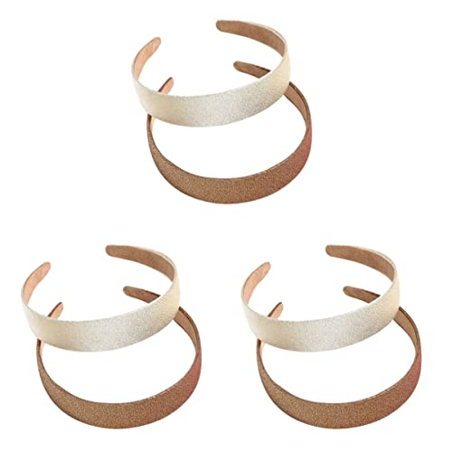 FRCOLOR 6 Pack Wide Hard Headbands for Women - Stretchable Cloth Hair Bands with Shimmer Finish - Perfect for Workouts, Yoga, Running and Everyday Styling