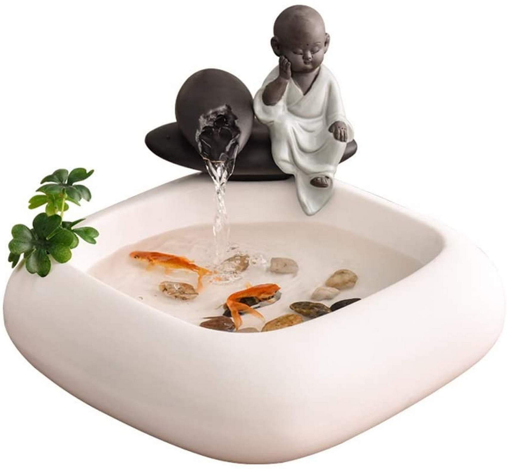Zen Tabletop Water Fountain with LED Lights - Indoor Electric Waterfall Decor for Home, Office, Meditation & Relaxation - Includes Submersible Pump & Decorative Stones (Perfect for Stress Relief, Yoga Spaces & Feng Shui Decor)