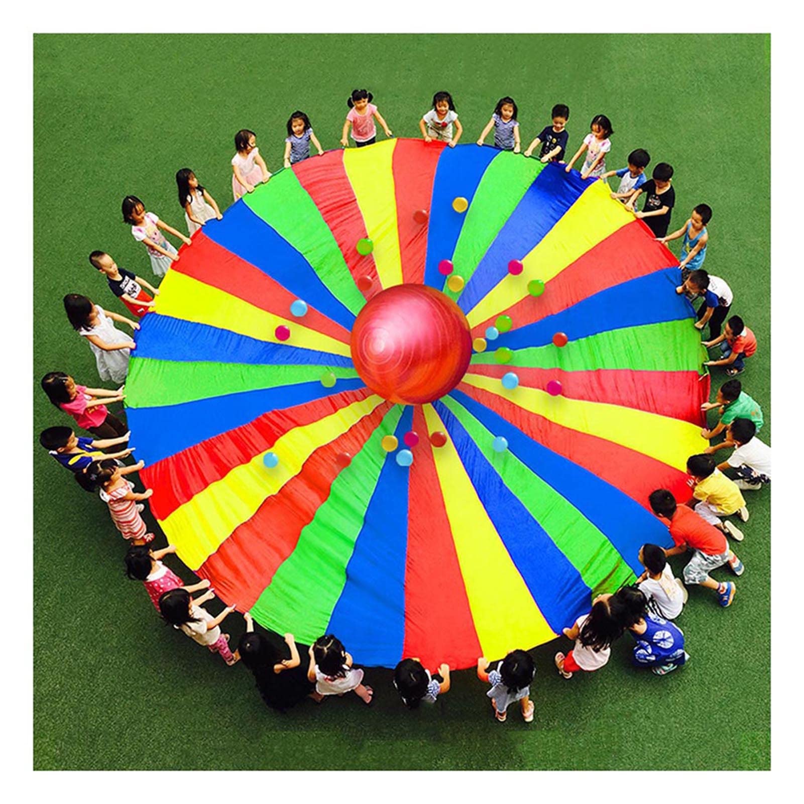 Rainbow Play Parachute for Kids & Adults - 10m Diameter Outdoor Teamwork Game Toy for Parks, Gardens & Lawns - Perfect for Group Activities, Birthday Parties & School Events