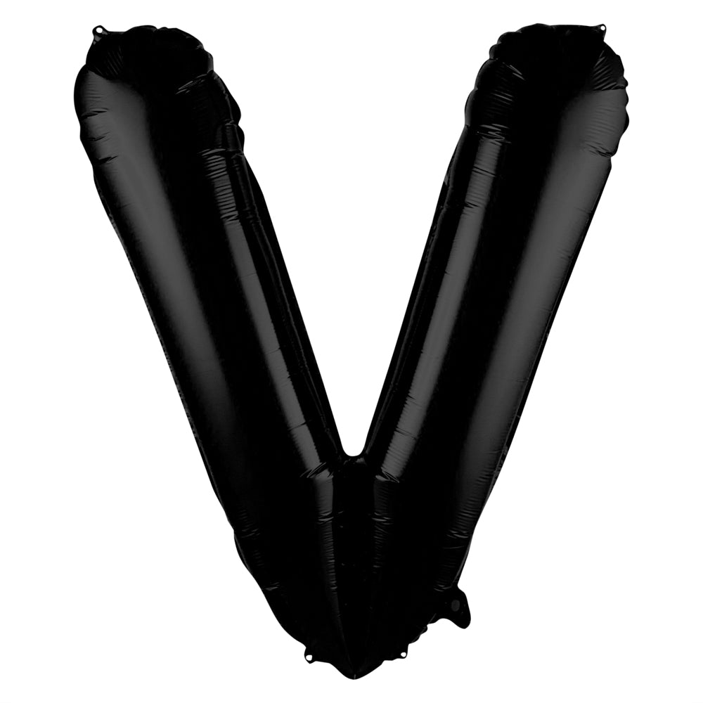 Black Mylar Letter V Balloon - 40 Inch Large Foil Alphabet Balloon for Birthday Party Decorations, Graduation, Baby Shower & Wedding Celebrations