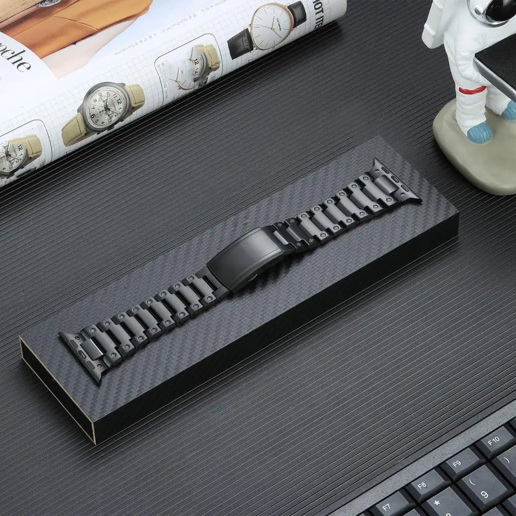 Premium Glossy Titanium Bracelet for Apple Watch - Stylish & Durable Replacement Band for Workout, Office & Everyday Wear