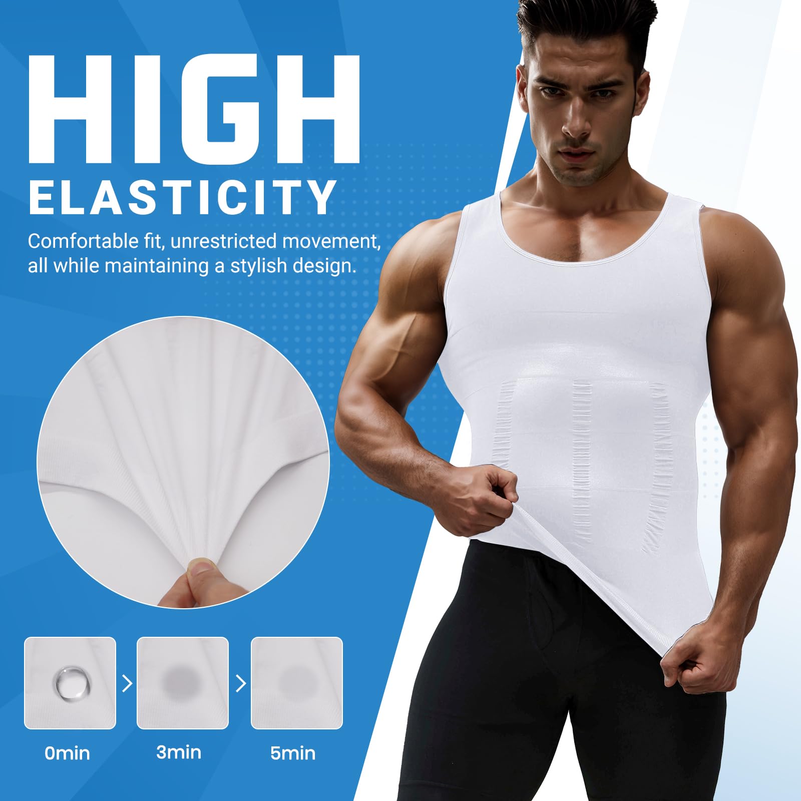 Men's Slimming Undershirt Shapewear - Gynecomastia Compression Shirt & Body Shaper for Posture Support - Perfect for Workout, Office Wear & Everyday Use