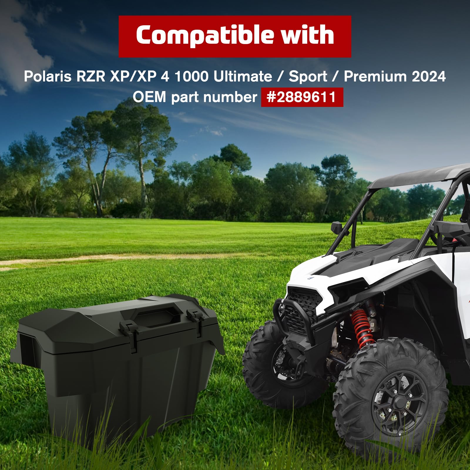 **2024 Polaris RZR XP 1000 Cargo Storage Box - 82 QT Waterproof Polypropylene Forward Cargo Bin | OEM #2889611 Replacement | Perfect for Off-Roading, Camping & Outdoor Adventures**
