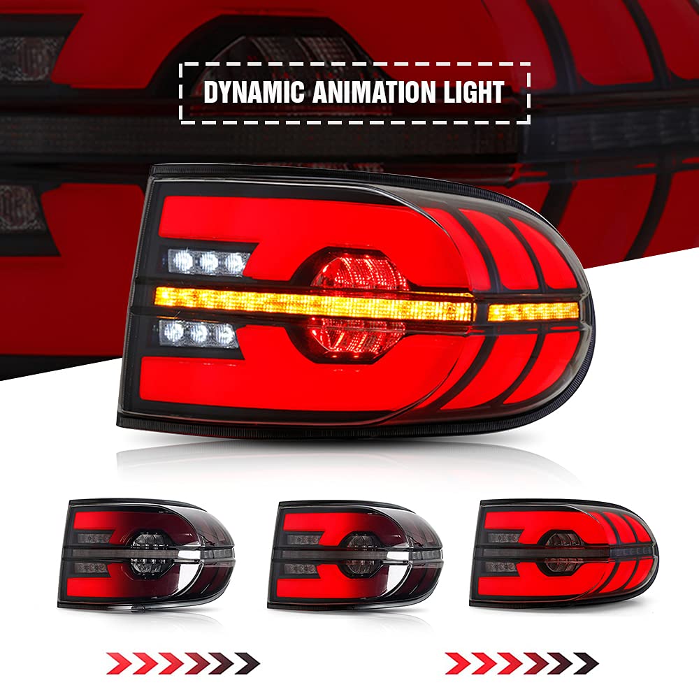 Smoke Tail Light Assembly for Toyota FJ Cruiser 2006-2023 - Sequential Turn Signals & Custom Animation - Direct Replacement Rear Lights - Perfect for Off-Roading & Night Driving Upgrades