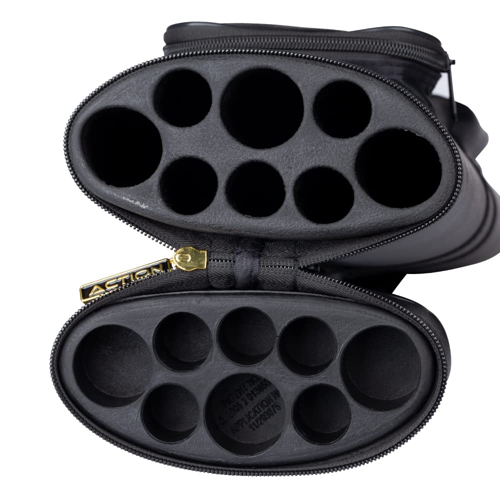 Premium Action Vinyl Pool Cue Case - Holds 3 Butt & 5 Shafts - Durable Billiard Accessory for Professional Players & Home Use