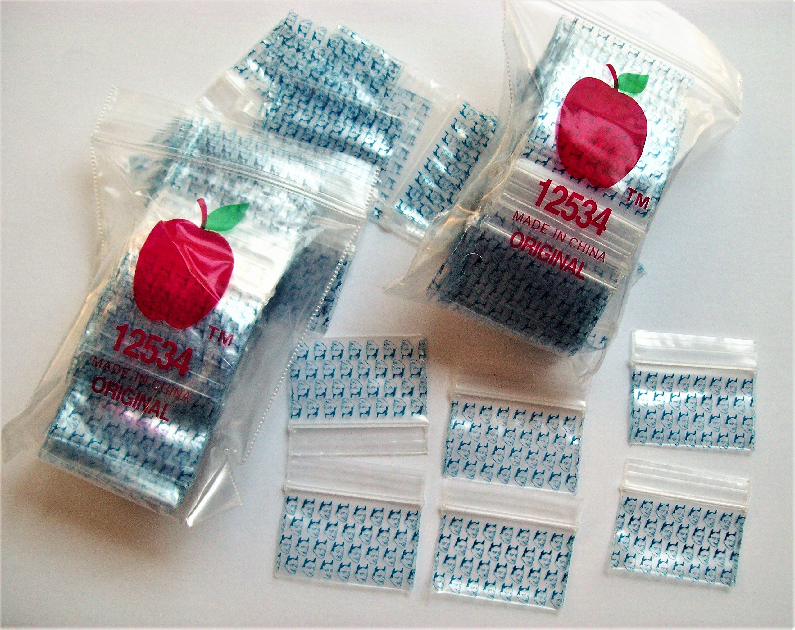 600 Pack Printed Mini Resealable Bags - 1.25