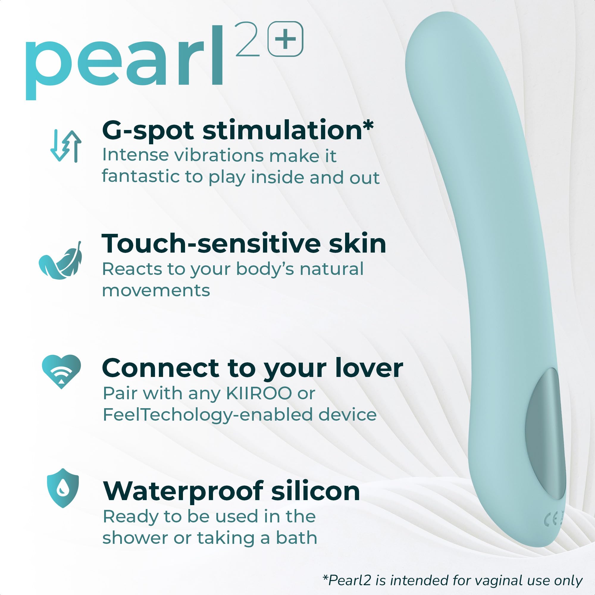 Premium Kiiroo Pearl2+ G Spot Vibrator for Women - Interactive Remote Control Dildo with FeelConnect App - Couples Sex Toy for Long Distance & Solo Play - Enhance Intimacy & Pleasure in Bedroom or Travel