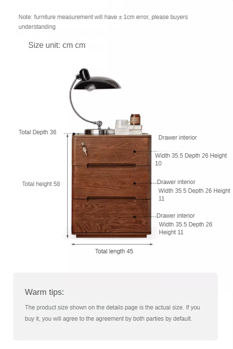 Solid Oak Wood Nightstand with Lock - Stylish and Secure Bedside Table for Bedroom Decor
