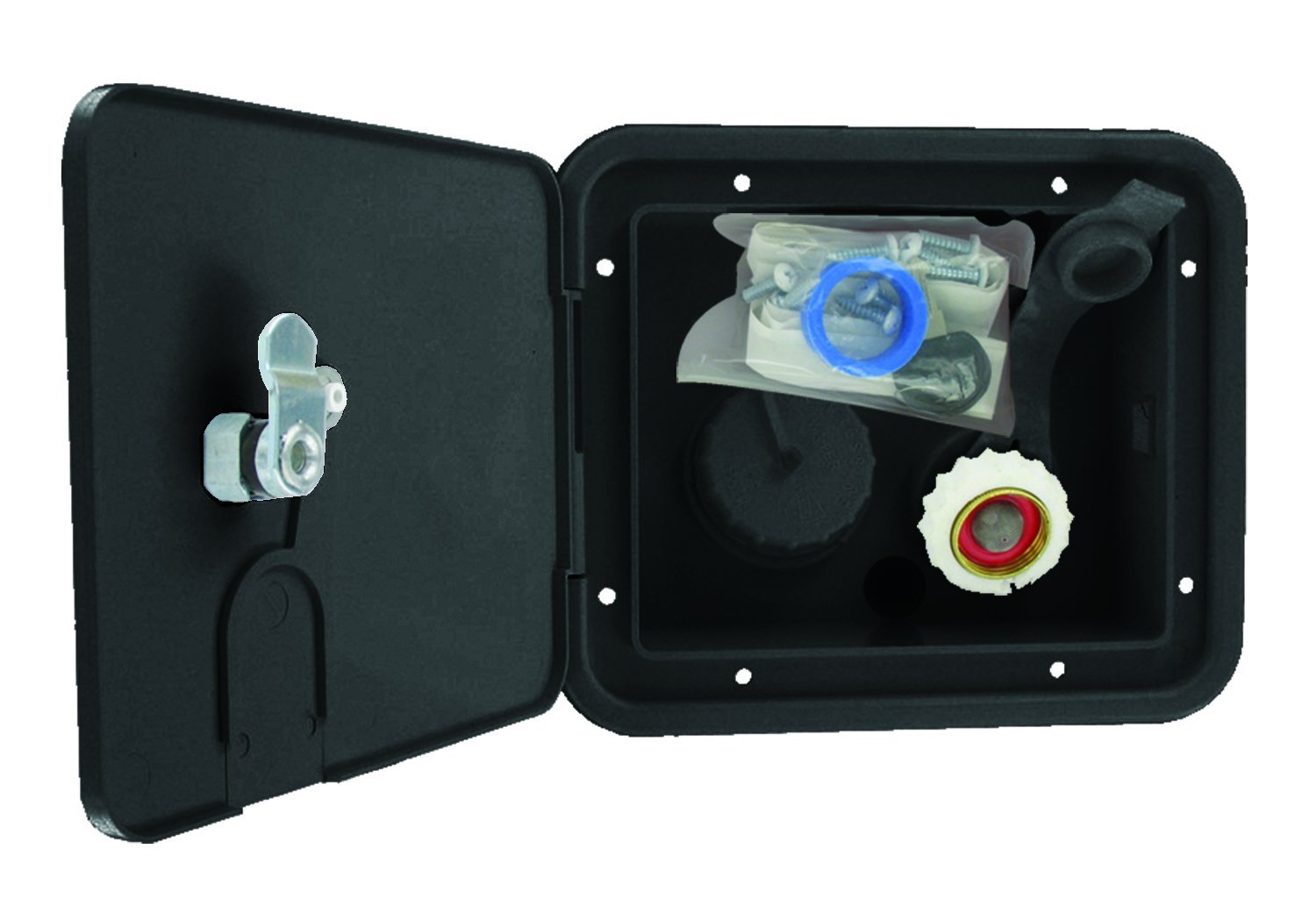 Black A01-2000BKVP Gravity Water Inlet Pulley with Brass Fitting - Ideal for Urban Plumbing and Water Supply Systems