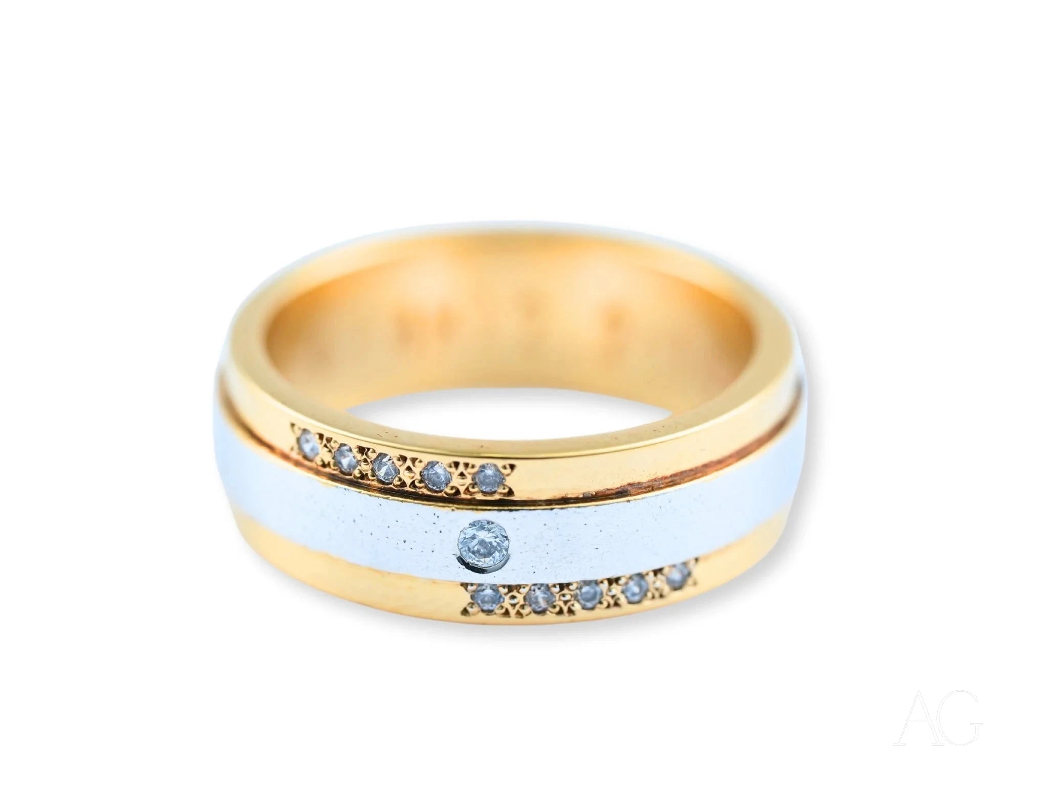 Celestial Grace Two-Tone Gold Wedding Band - Elegant 14K Rose & White Gold Ring for Women, Perfect for Engagement, Anniversary & Bridal Jewelry Gifts